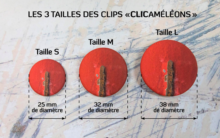 Clicaméléons en taille S, M et L