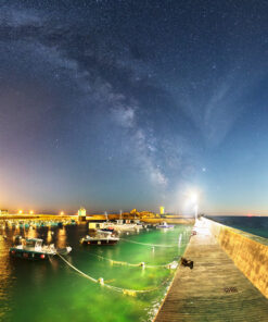 Trévignon : le port de Trévignon de nuit sur fond de Voie lact