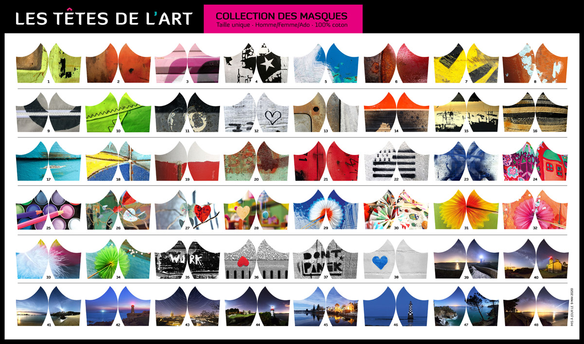 Les 48 modèles de masques des "Têtes de l'Art"