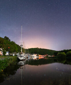 Photo "Port-Launay : Le port et l'Aulne de nuit"