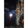 Photo A4 à encadrer "Quimper : La Pleine Lune derrière le Roi Gradlon"