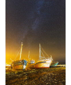 Photo A4 à encadrer "Camaret-sur-Mer : Voie lactée sur les bateaux"