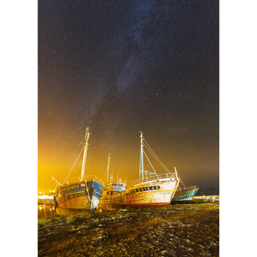 Photo A4 à encadrer "Camaret-sur-Mer : Voie lactée sur les bateaux"