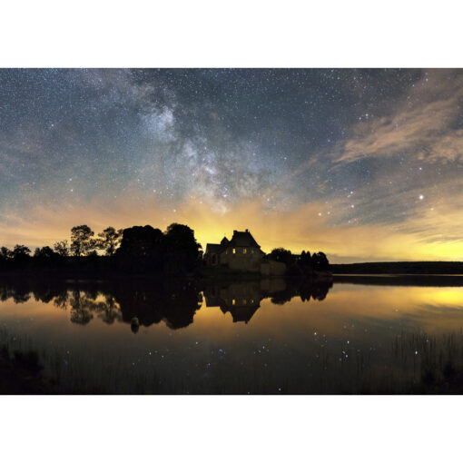 Photo A4 à encadrer "Paimpont : l'Abbaye sous la Voie lactée"