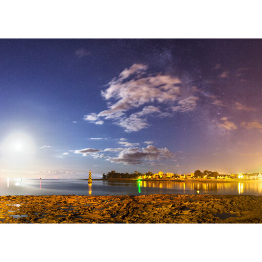 Photo A4 à encadrer "Loctudy : Lever de Lune vu de l'Île-Tudy"