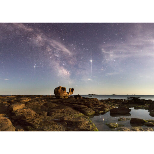 Photo A4 à encadrer "Loctudy : Le Rocher de la Tortue et Jupiter"