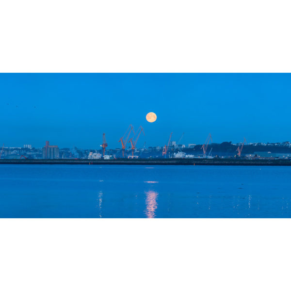 Brest : Coucher de Pleine Lune sur le port