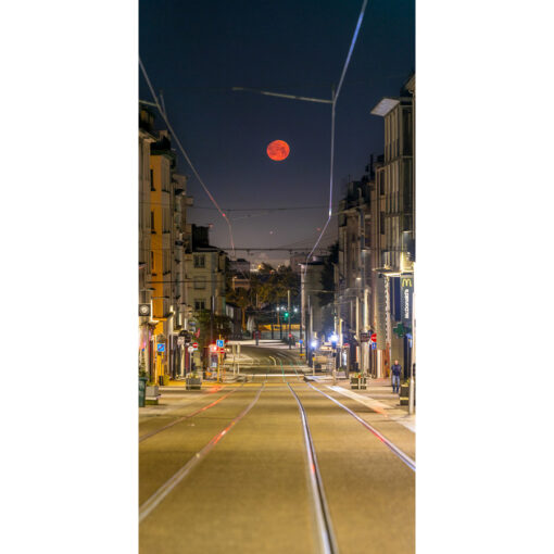 Brest : La Pleine Lune dans l'axe de la Rue Jean Jaurès