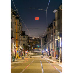 Brest : La Pleine Lune dans l'axe de la Rue Jean Jaurès