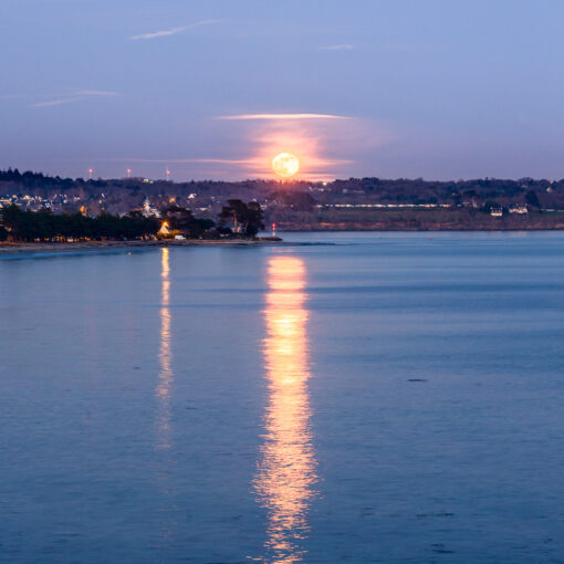 Fouesnant : Lever de la Pleine Lune sur la Pointe du Cap Coz