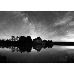 Photo A4 Noir et Blanc à encadrer "Paimpont : l'Abbaye sous la Voie lactée"