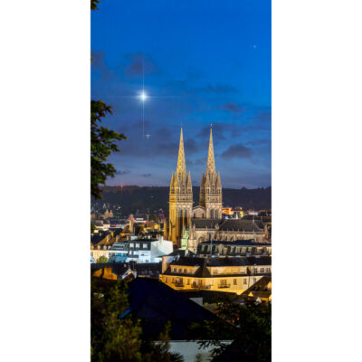 Quimper : Vénus et Jupiter entre les flèches de Saint-Corentin